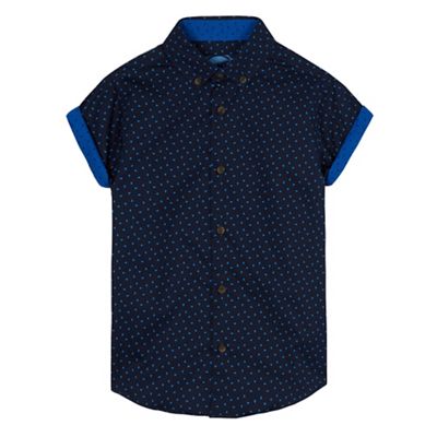 bluezoo Boys' navy geometric print shirt